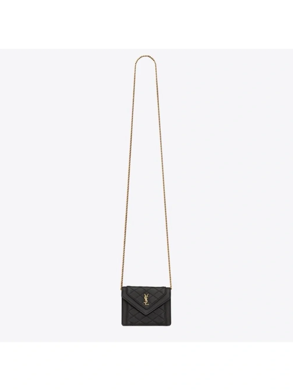 Saint Laurent YSL Gaby Micro Toy Purse Black Leather Crossbody with Gold Chain - Picture 7 of 8
